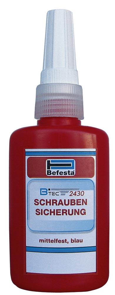 Schraubensicherung Btec 2430, 50 ml-Flasche, mittelfest, Edelstahl, blau