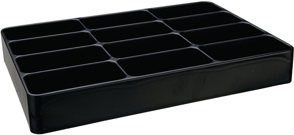 Einsatz LOGS 133 H48xB338xT238mm Kunststoff schwarz 12-fach Einsatz LOGS 133 H48xB338xT238mm Kunststoff schwarz 12-fach