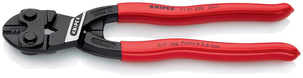 Kompaktbolzenschneider CoBolt® Länge 200 mm Kunststoffüberzug gerade 3,6 mm ohne Aussparung weich 6 mm mittel 5,2 mm hart 4 mm