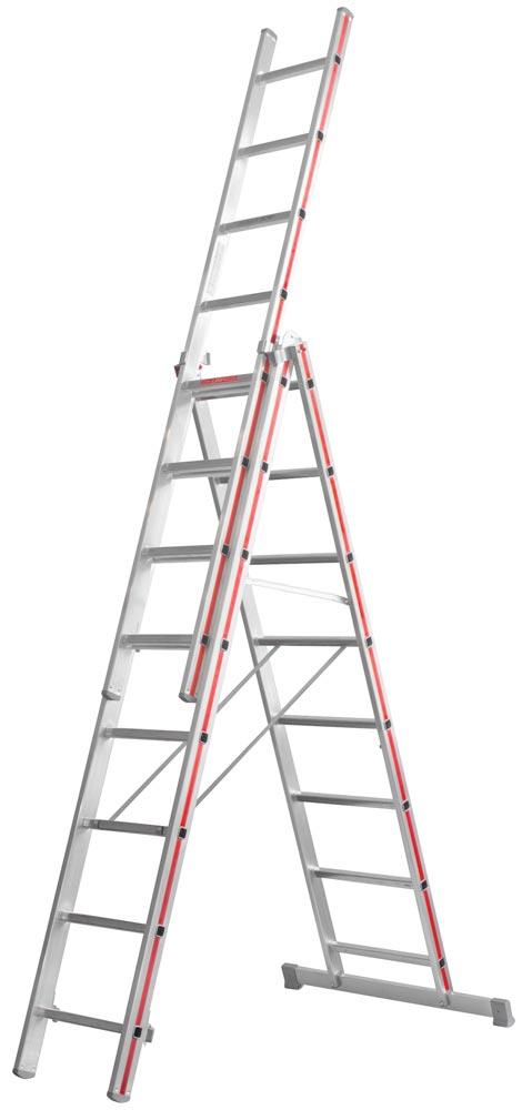 Mehrzweckleiter, 3-teilig, 3x7 Sprossen, Länge als Anlegeleiter 4870 mm, senkr. Höhe mit Steckteil 3290 mm, Perlongurte Gewicht 13,2 kg