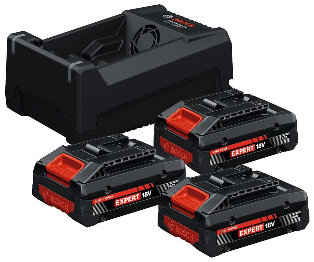 BOSCH Starter-Set EXPERT EXBA 18 V 3 x 4,0 Ah und Ladegerät