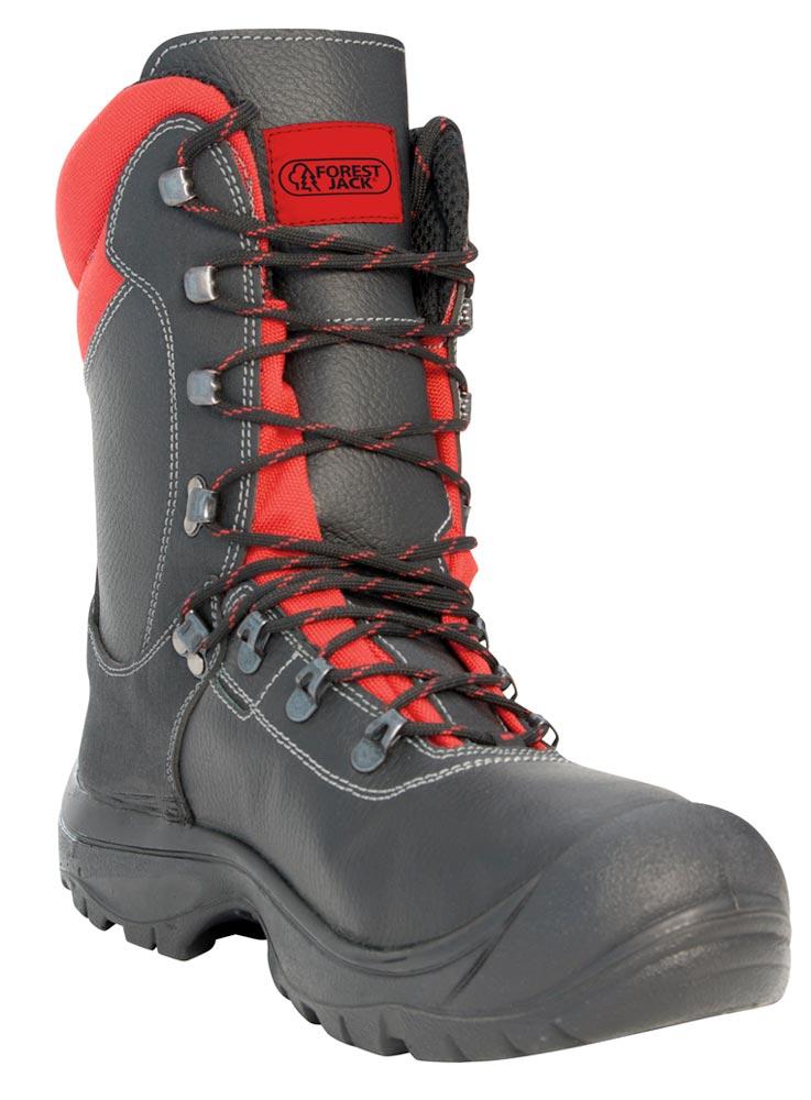 Schnittschutz-Lederstiefel S3, Farbe schwarz/rot, Gr. 39