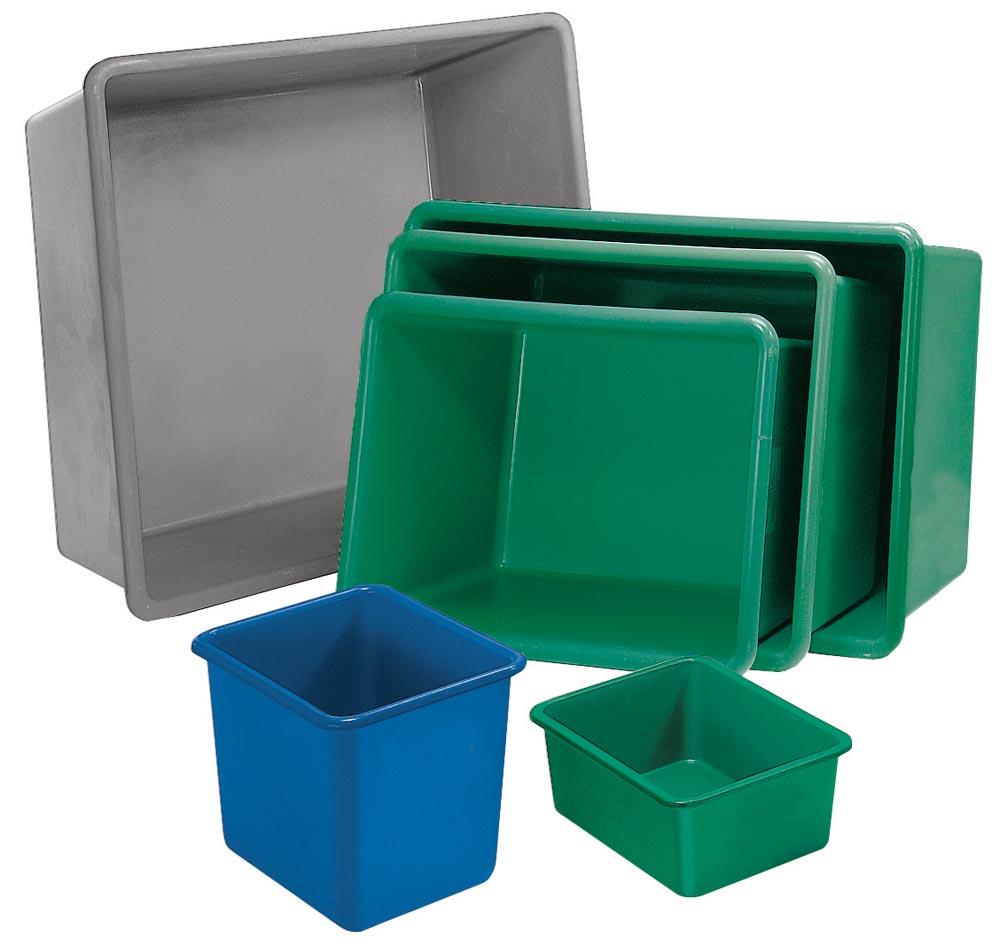 GFK-Rechteckbehälter, mit Staplertaschen, Volumen 300 l, LxBxH oben auß/inn 1180/1100x700/620x530/520 mm, Farbe grün