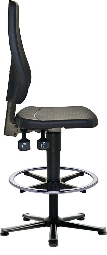 Arbeitsdrehstuhl Bodengleiter + Fußring Integralschaum schwarz 580-850 mm