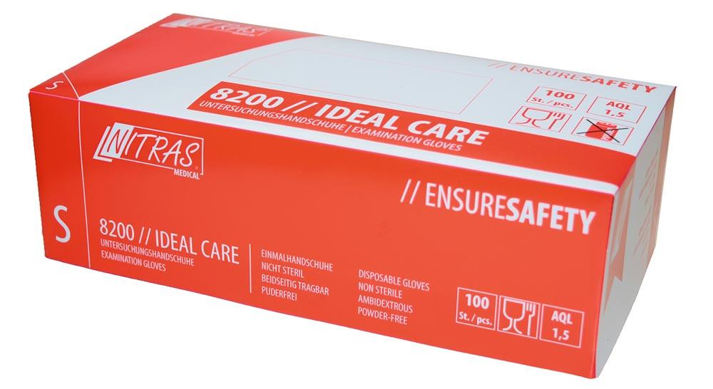Einweghandschuhe-Latex Nitras Ideal Care, 100 Stück, naturfarben, Gr. XS