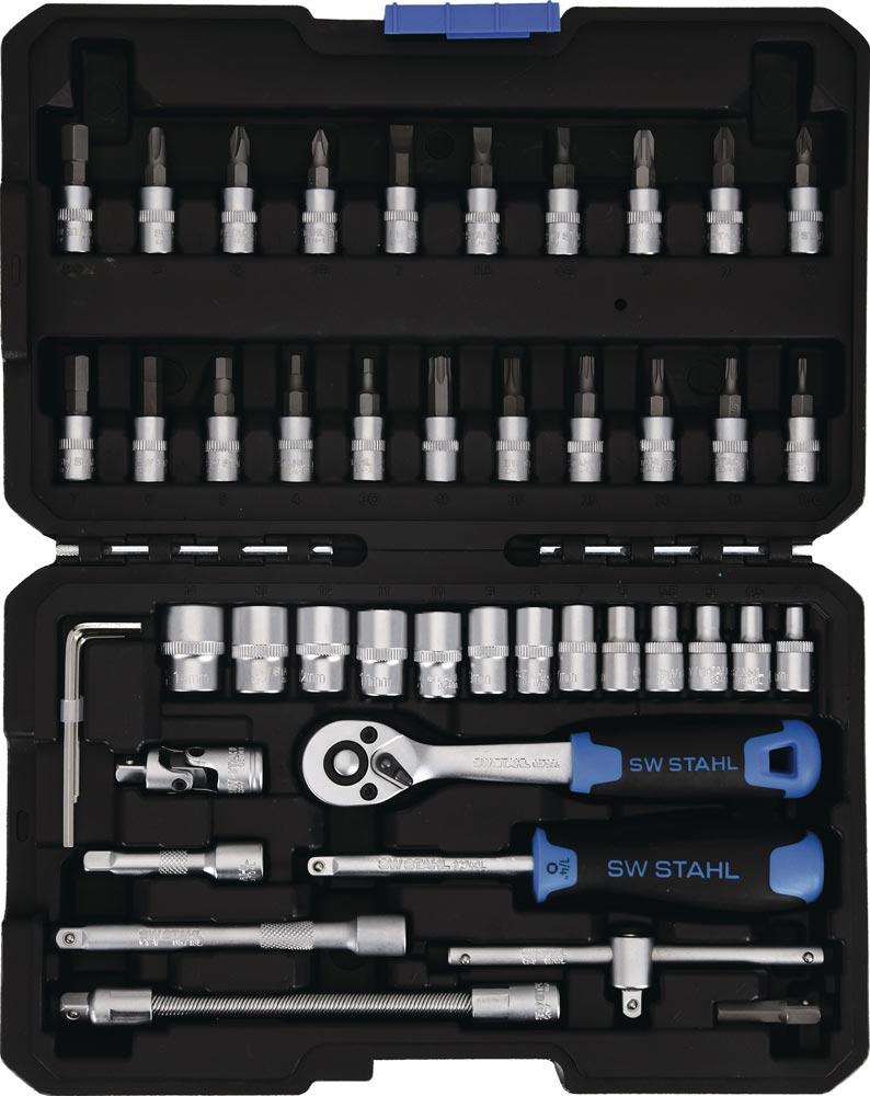 Steckschlüssel-Satz 48-teilig 1/4  Schlüsselweiten 4-14 mm Anzahl Zähne 72 6-kant/PH/PZD/Schlitz/TX