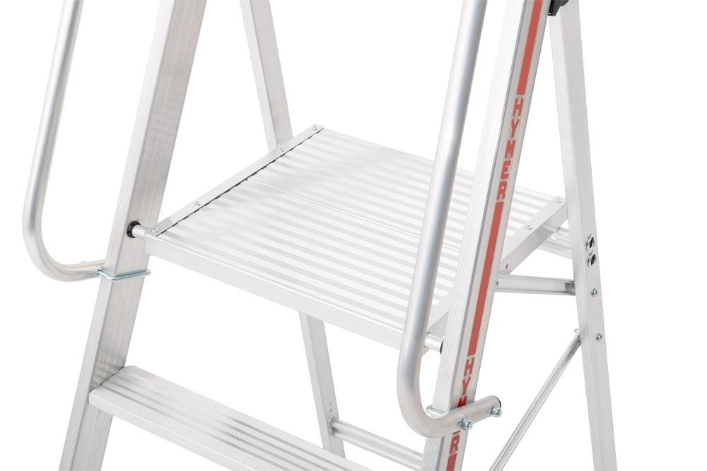 Plattformleiter mit Handlauf, klappbar, Podesthöhe o. Geländer 1420 mm, 6 Stufen