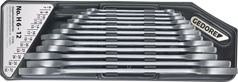 Doppelmaulschlüsselsatz H 6-120 12-teilig SW6-32 mm CV-Stahl verchromt Doppelmaulschlüsselsatz H 6-120 12-teilig SW6-32 mm CV-Stahl verchromt