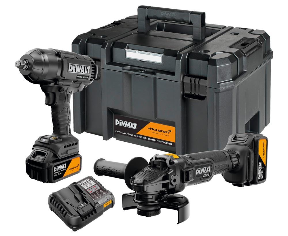 DEWALT MCLAREN Akku-Kombopack 18V Akku-Schlagschrauber/Winkelschleifer 2x5,0 Ah