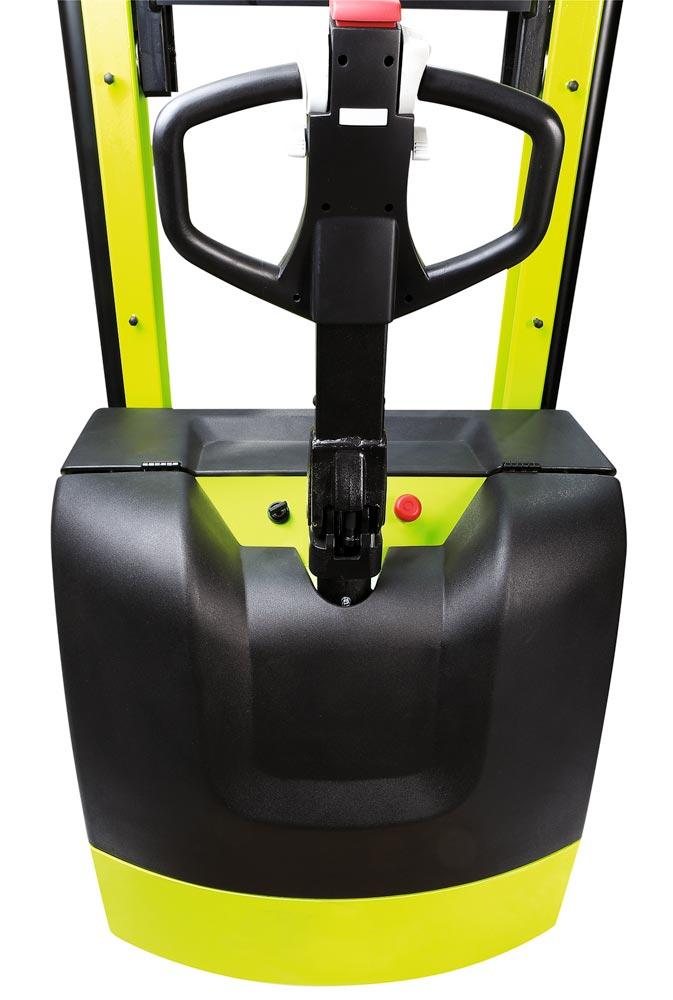 Elektrohydraulischer Stapler, mit Fahrantrieb, Traglast 1200 kg, Hubhöhe 1600 mm, OHNE Batterien und Ladegerät