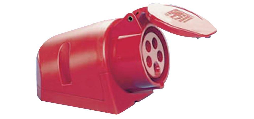 CEE-Wanddose 16 A 400 V Steckerstellung 6 h mit Klappdeckel IP44 CEE-Wanddose 16 A 400 V Steckerstellung 6 h mit Klappdeckel IP44