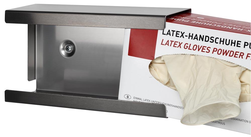 Edelstahl Halterung, 1-fach für Handschuhboxen, offen, 250x78x133 mm, inkl. Montagematerial