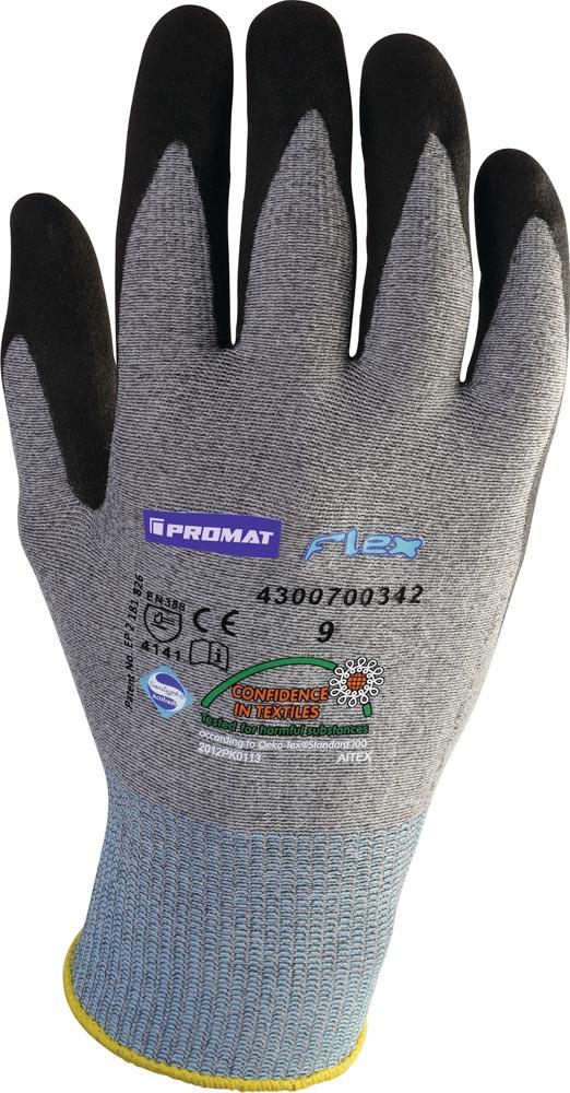 Handschuhe Flex Größe 9 grau/schwarz EN 388 PSA-Kategorie II