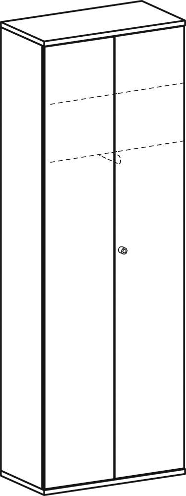 Büro-Flügeltürenschrank, BxTxH 800x425x2304 mm, 6 OH, 2 Böden, Garderobenhalter, Schloss, lichtgrau