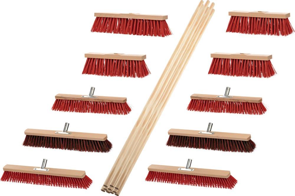 Besenset Outdoor 8 Elaston 2 Elaston/Arenga L. 400/500/600 mm mit 10 Stielen L. 1400 mm Besenset Outdoor 8 Elaston 2 Elaston/Arenga L. 400/500/600 mm mit 10 Stielen L. 1400 mm