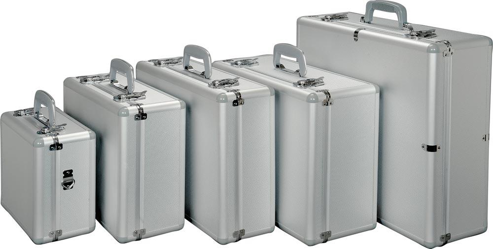 Multifunktions-Koffer, Aluminium, BxTxH 460x140x365 mm, Schaumstoffeinlage, silber