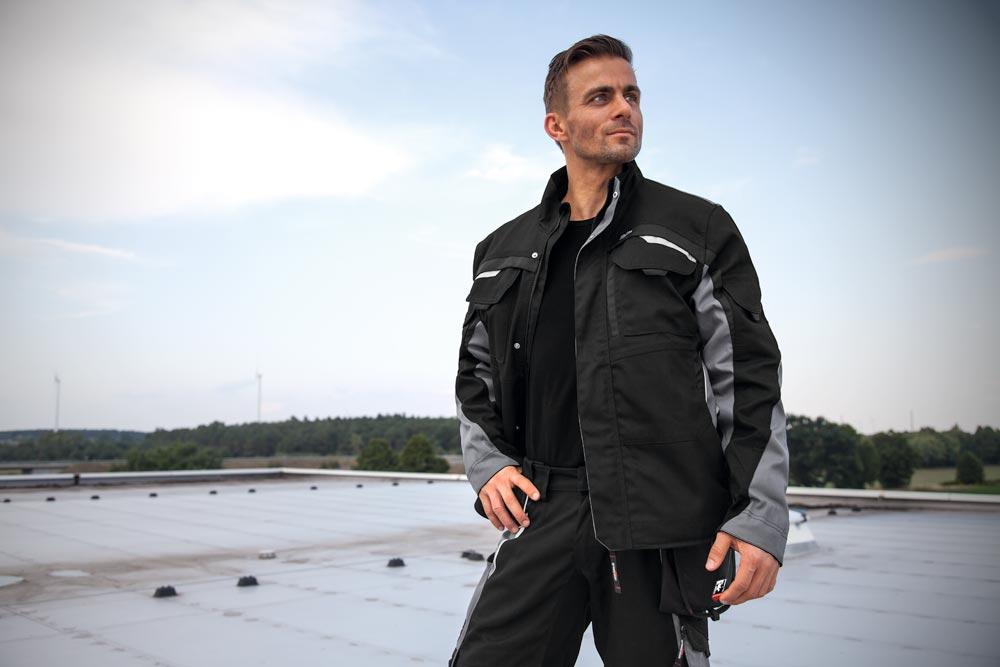 Herren Bundjacke Iron, Farbe grün/warngelb, Gr. M (46/48)