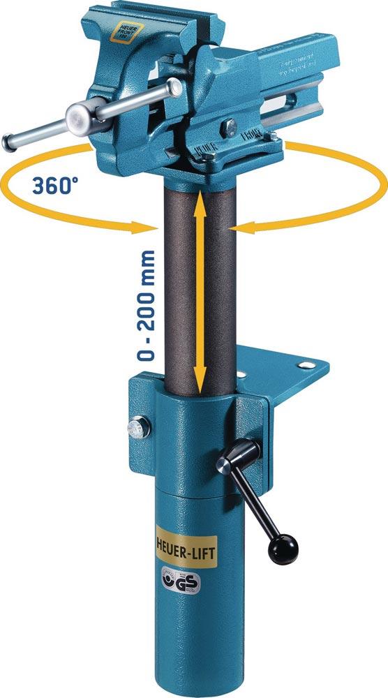 Höhenverstellgerät HEUER Lift für Backenbreite 160 / 180 mm um 360 drehbar