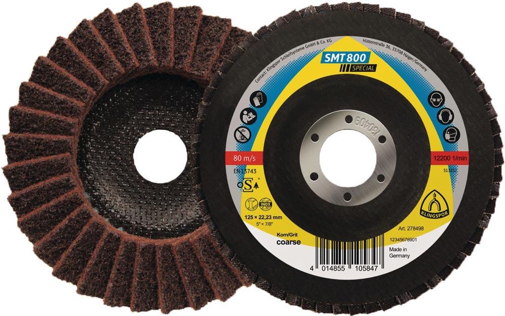 Fächerscheibe SMT 800 Ø 125 mm Körnung coarse 12 gewölbt INOX Normalkorund Fächerscheibe SMT 800 Ø 125 mm Körnung coarse 12 gewölbt INOX Normalkorund