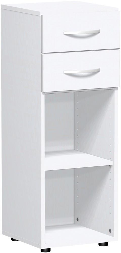 Büro-Flügeltürenschrank, BxTxH 800x420x1104 mm, 3 OH, 2 Böden Justierfüße, weiß