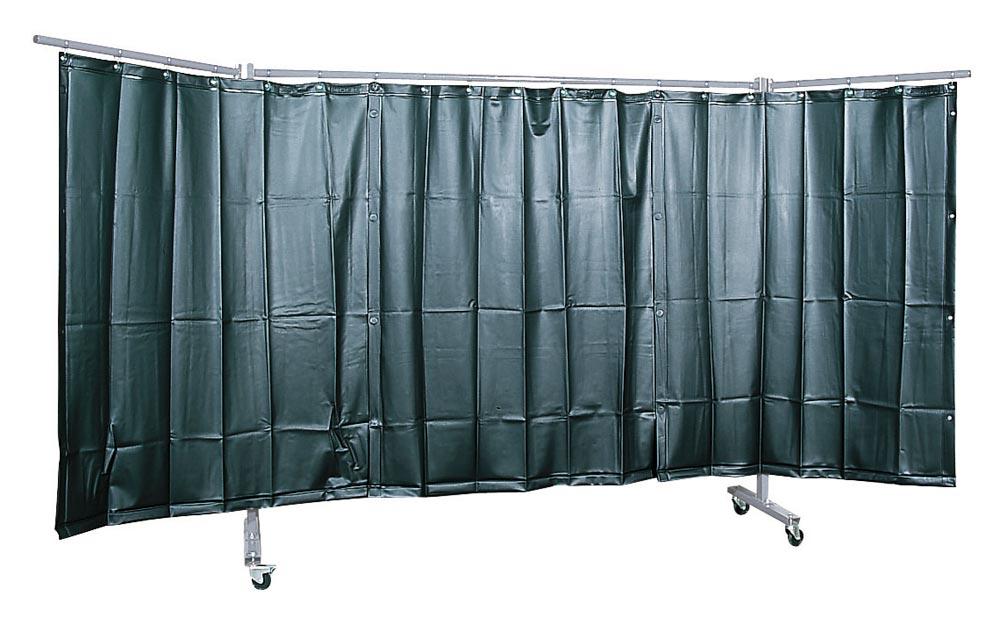 3-teilg. Schutzwand, mit Folienvorhang, S9, dunkelgrün, matt, DIN EN 25980, BxH 2100x850+x850x1830 mm, Bodenfreiheit 165 mm 3-teilg. Schutzwand, mit Folienvorhang, S9, dunkelgrün, matt, DIN EN 25980, BxH 2100x850+x850x1830 mm, Bodenfreiheit 165 mm