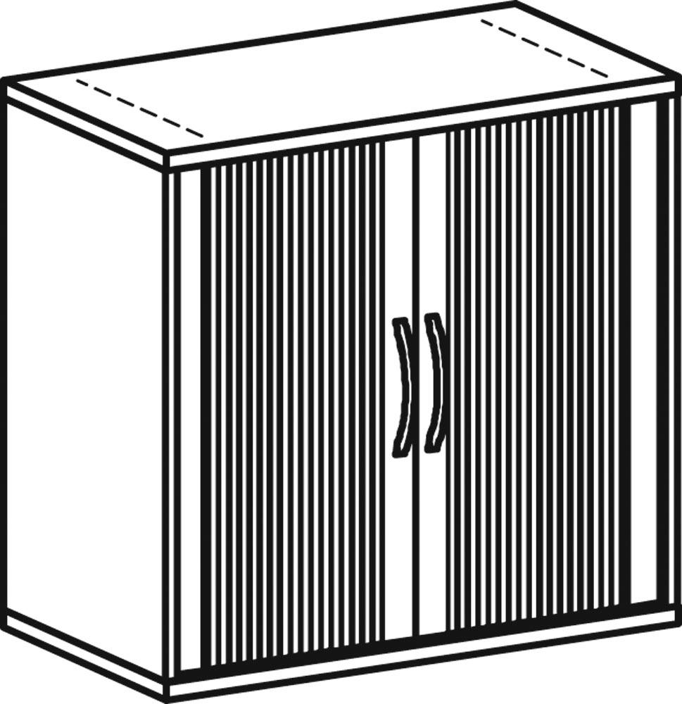 Beistell-Rolladenschrank, BxTxH 800x425x720 mm, 2 OH, 1 Boden, Schloss, Korpus/Rolladen ahorn/silber