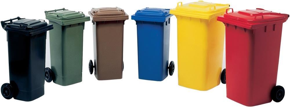 Müllgroßbehälter 240 l HDPE gelb fahrbar, nach EN 840