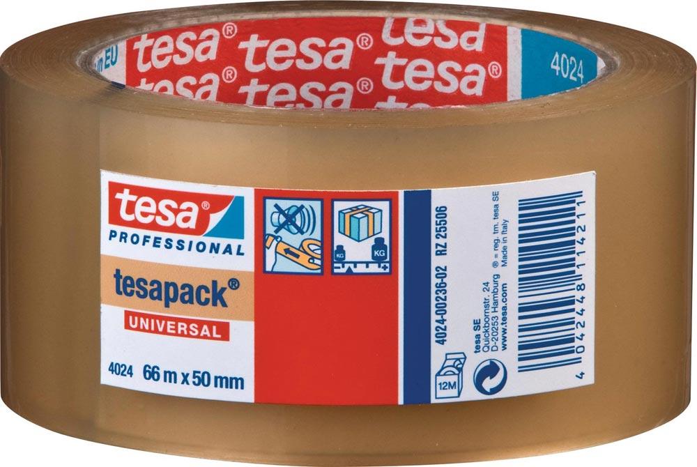 Verpackungsklebeband PP tesapack® 4024 farblos Länge 66 m Breite 50 mm Rolle