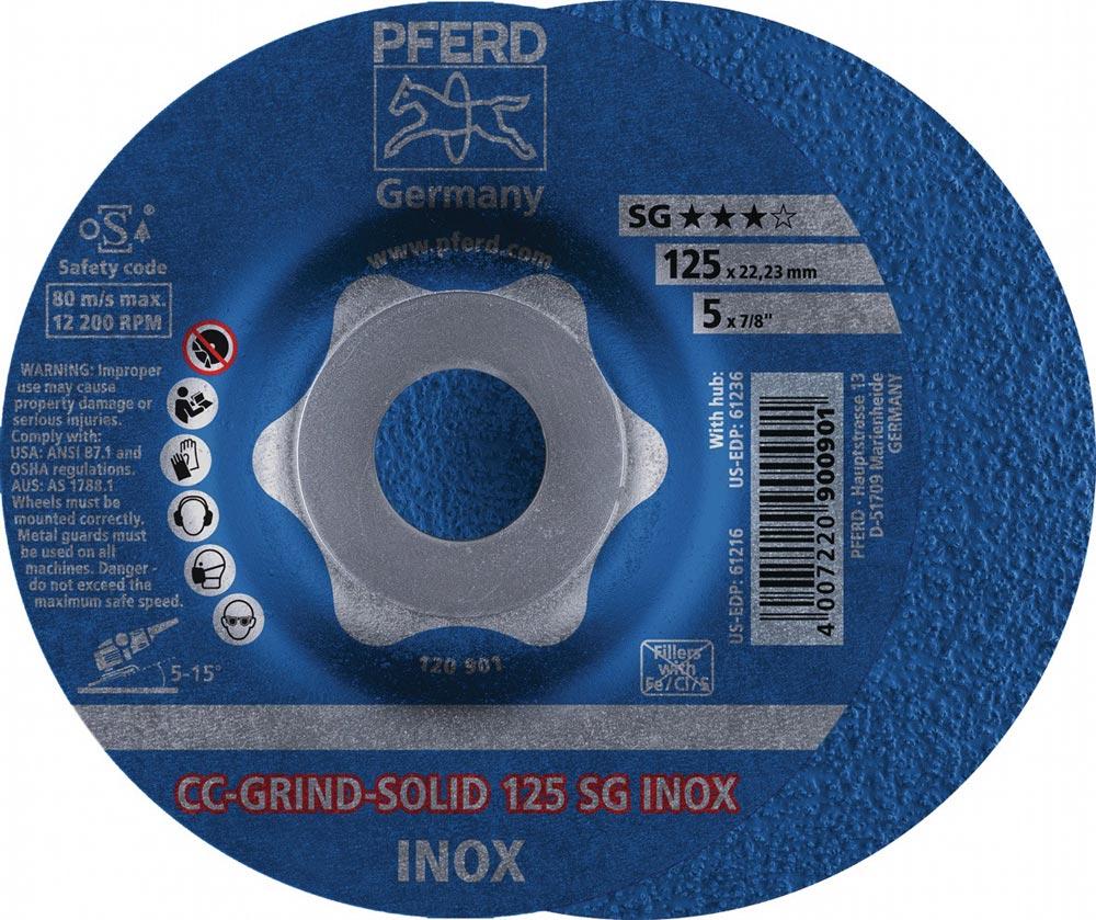 Schleifscheibe CC-GRIND-SOLID SG INOX D125xSmm gekröpft INOX Bohrung 22,23 mm Schleifscheibe CC-GRIND-SOLID SG INOX D125xSmm gekröpft INOX Bohrung 22,23 mm
