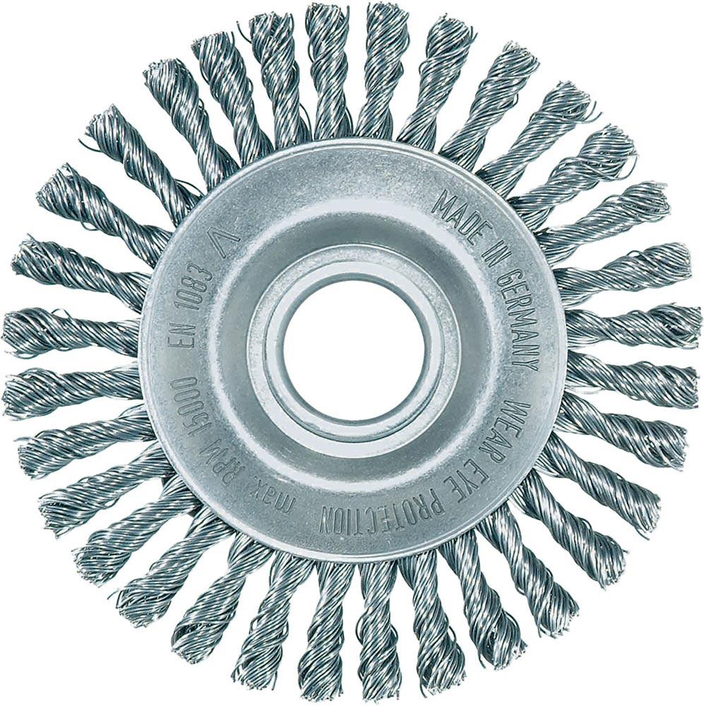 Rundbürste Ø 115 mm Bohrung Drahtstärke 0,5 mm Stahl 6 mm 15000 min- Rundbürste Ø 115 mm Bohrung Drahtstärke 0,5 mm Stahl 6 mm 15000 min-