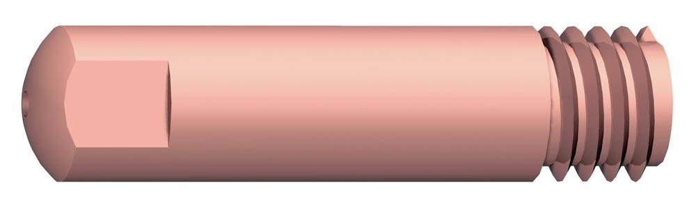 Stromdüse, gerade, E-Cu, M6, für Draht-Dm. 0,8 mm, D. 6 mm, Länge 25 mm, rund