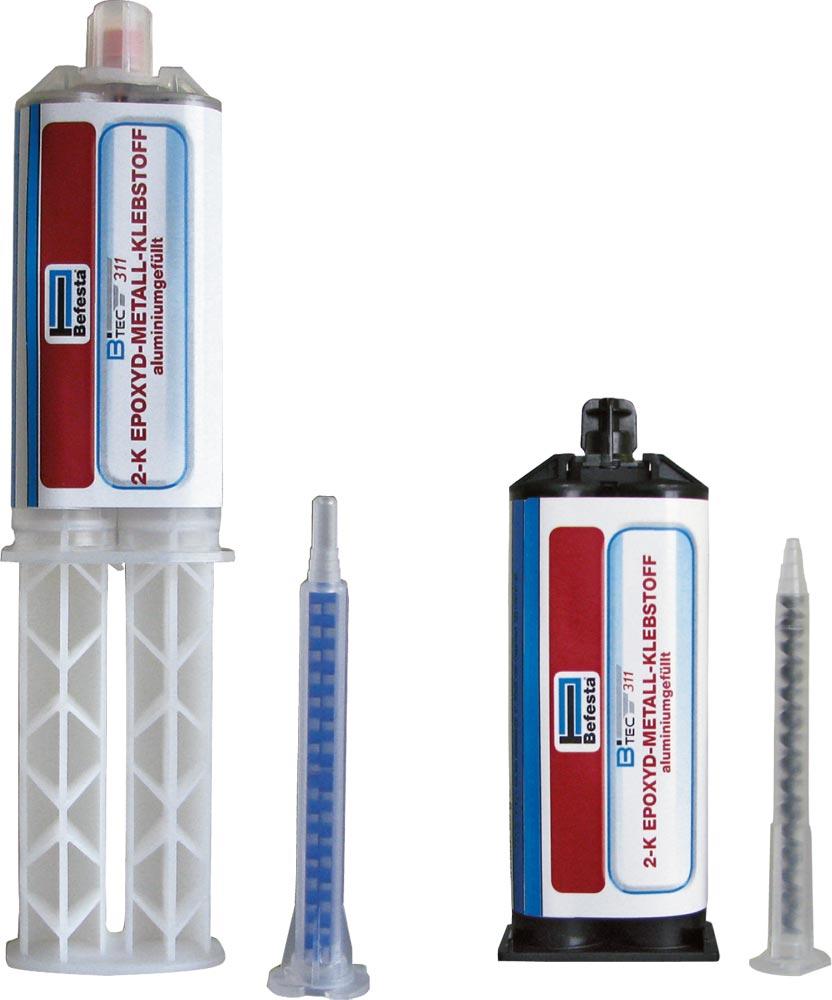 2-K Epoxyd-Metall-Klebstoff Btec 311, aluminumgefüllt, 56 g-Doppelkartusche