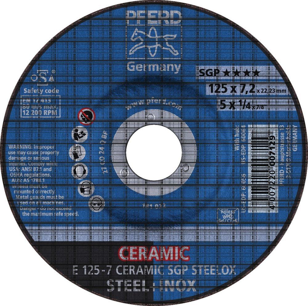 Schruppscheibe CERAMIC SGP STEELOX D125xS7mm gekröpft Stahl Bohrung 22,23 mm Schruppscheibe CERAMIC SGP STEELOX D125xS7mm gekröpft Stahl Bohrung 22,23 mm