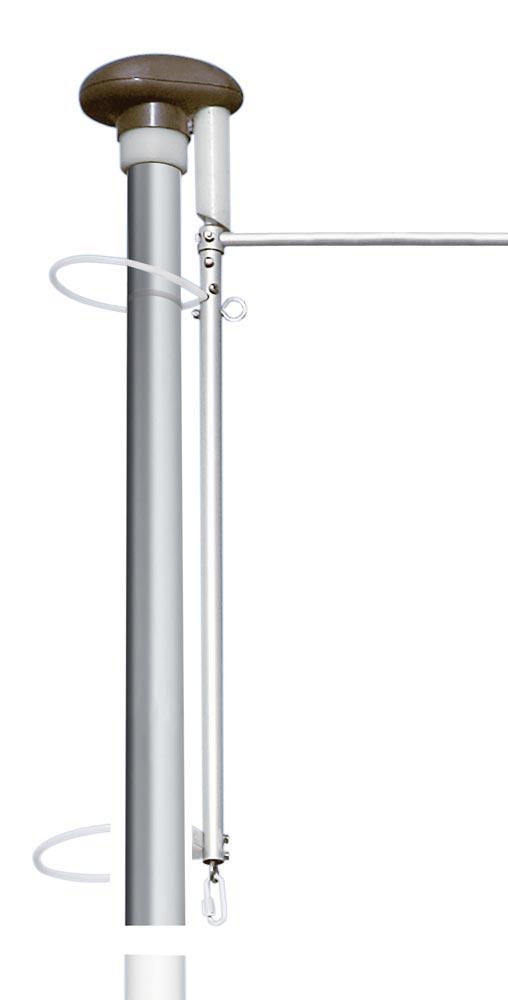 Konischer Fahnenmast mit Hissvorrichtung, D. u/o. 135/60 mm, inkl, Höhe über Flur 12 m, inkl. Drehbaren Hissbaren Ausleger inkl. Kippbodenhalterung