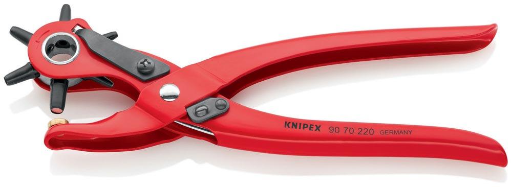 Revolverlochzange Gesamtlänge 220 mm Öffnungsfeder 2 / 2,5 / 3 / 3,5 / 4 und 5 mm rot pulverbeschichtet Revolverlochzange Gesamtlänge 220 mm Öffnungsfeder 2 / 2,5 / 3 / 3,5 / 4 und 5 mm rot pulverbeschichtet