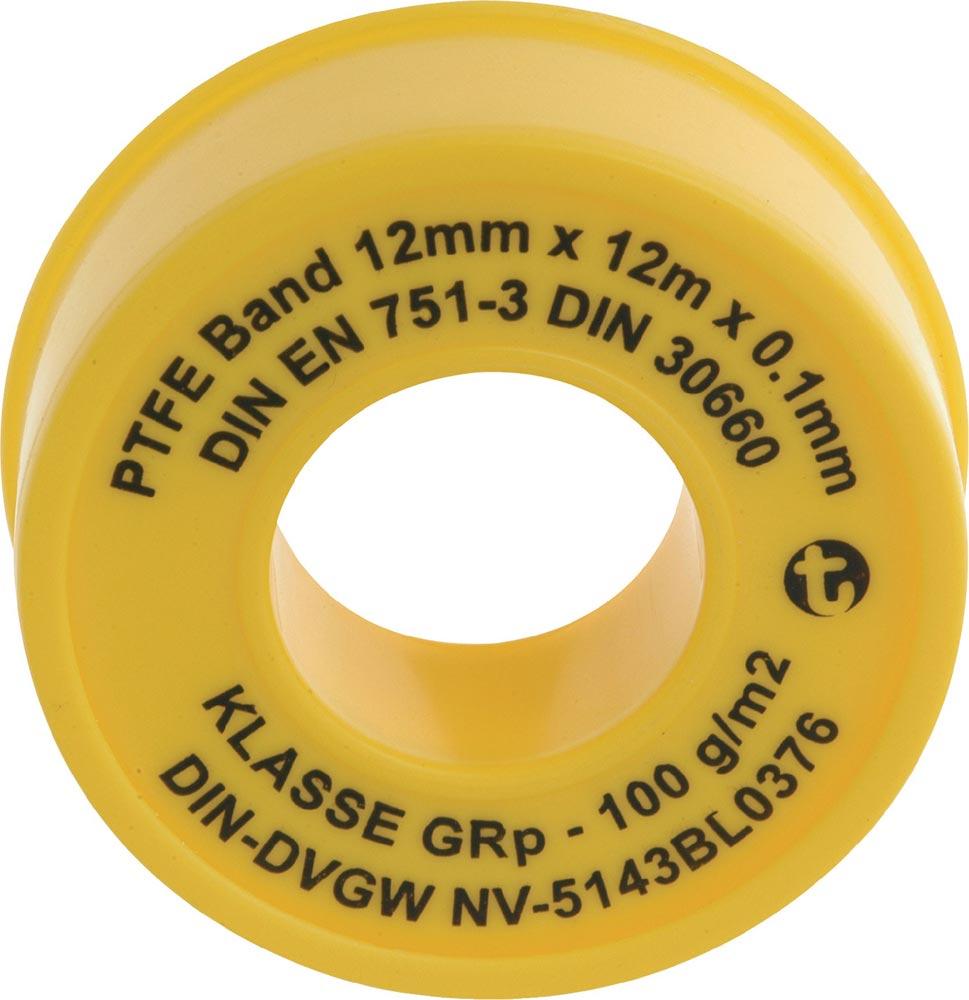 PTFE Dichtband GRp L12 m B12 mm D0,1 mm weiß 100 g/m Rolle PTFE Dichtband GRp L12 m B12 mm D0,1 mm weiß 100 g/m Rolle