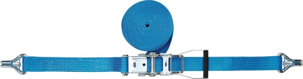 Zurrgurt DIN 12195-2 Länge 10 m Breite 50 mm mit Ratsche + Spitzhaken mit Sicherung LC U 5000 daN