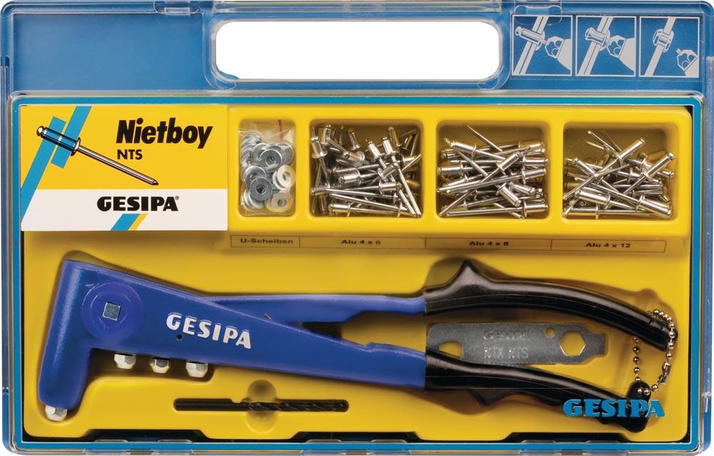 Blindnietsortiment Nietboy 135 teilig Zange NTS u.Blindniete D.4 mm i.Ku.-Koffer