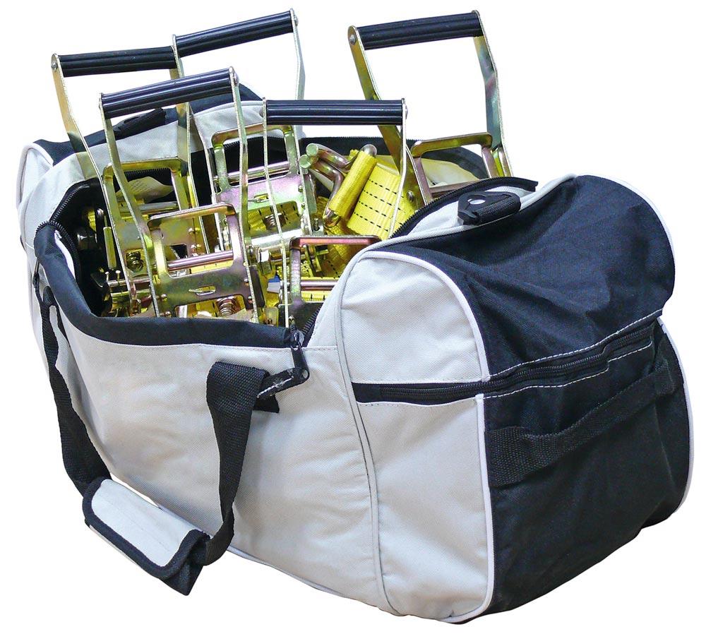 Zurrgurte-Set 4000 kg, Länge 8 m in Sport-/Freizeit-Tasche 6tlg.