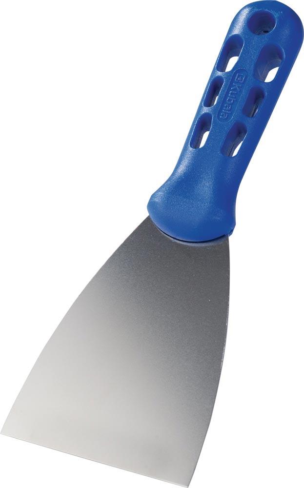 Malerspachtel Breite 80 mm hochglanz-poliert Kunststoff flachoval, blau Edelstahl rostfrei