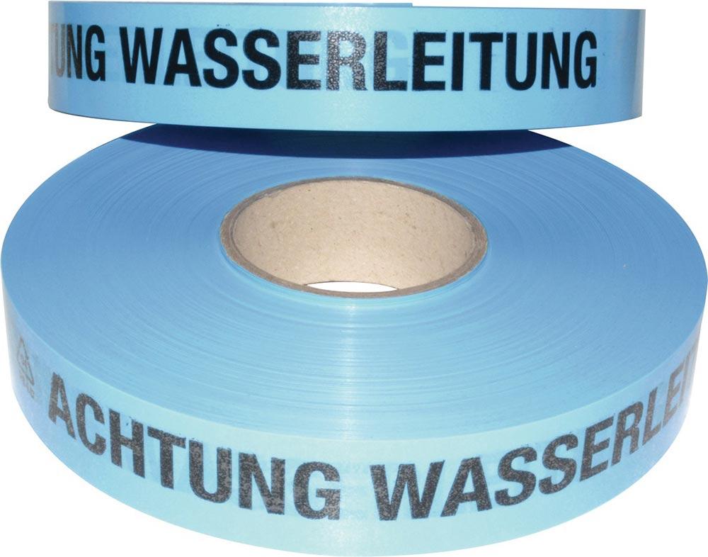 Trassenwarnband Aufdruck Achtung Wasserleitung Breite 40 mm Länge 250 m blau