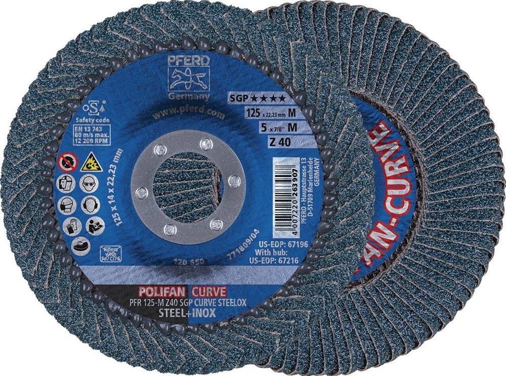 Fächerscheibe POLIFAN Z SGP CURVE STEELOX Ø 125 mm Körnung 40 INOX Zirkonkorund Ausführung L Fächerscheibe POLIFAN Z SGP CURVE STEELOX Ø 125 mm Körnung 40 INOX Zirkonkorund Ausführung L