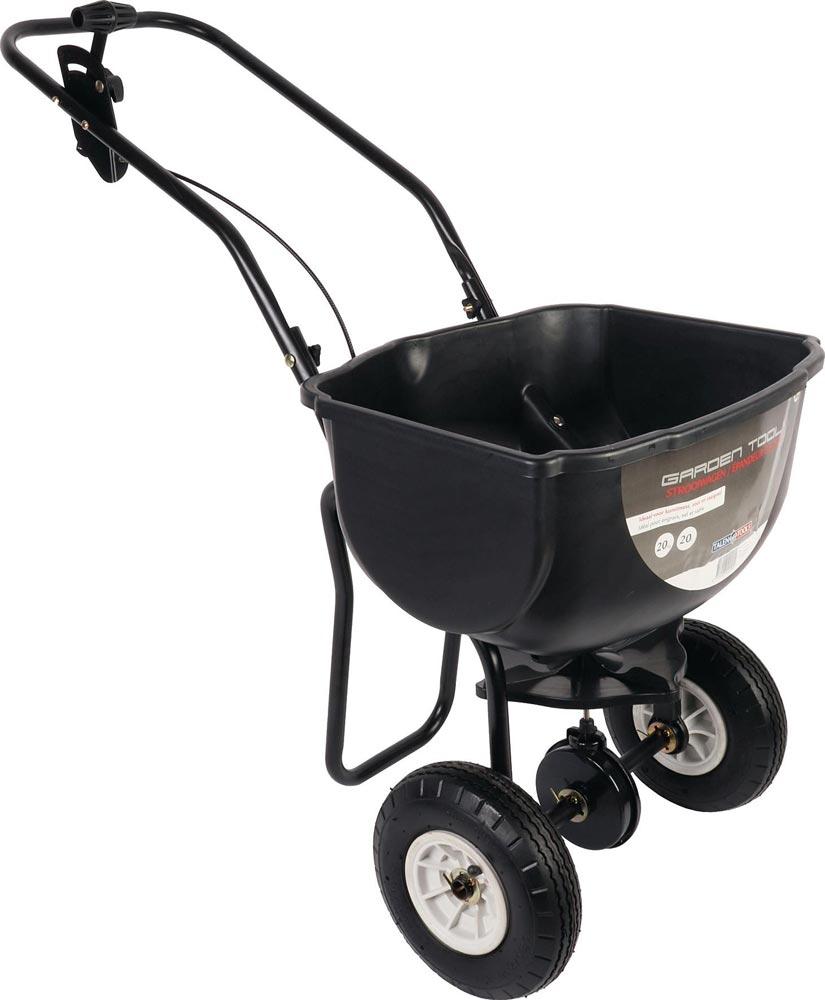 Streugutwagen 20 l Kunststoff schwarz Bereifung Gummiräder luftbereift 10-15 m Streugutwagen 20 l Kunststoff schwarz Bereifung Gummiräder luftbereift 10-15 m
