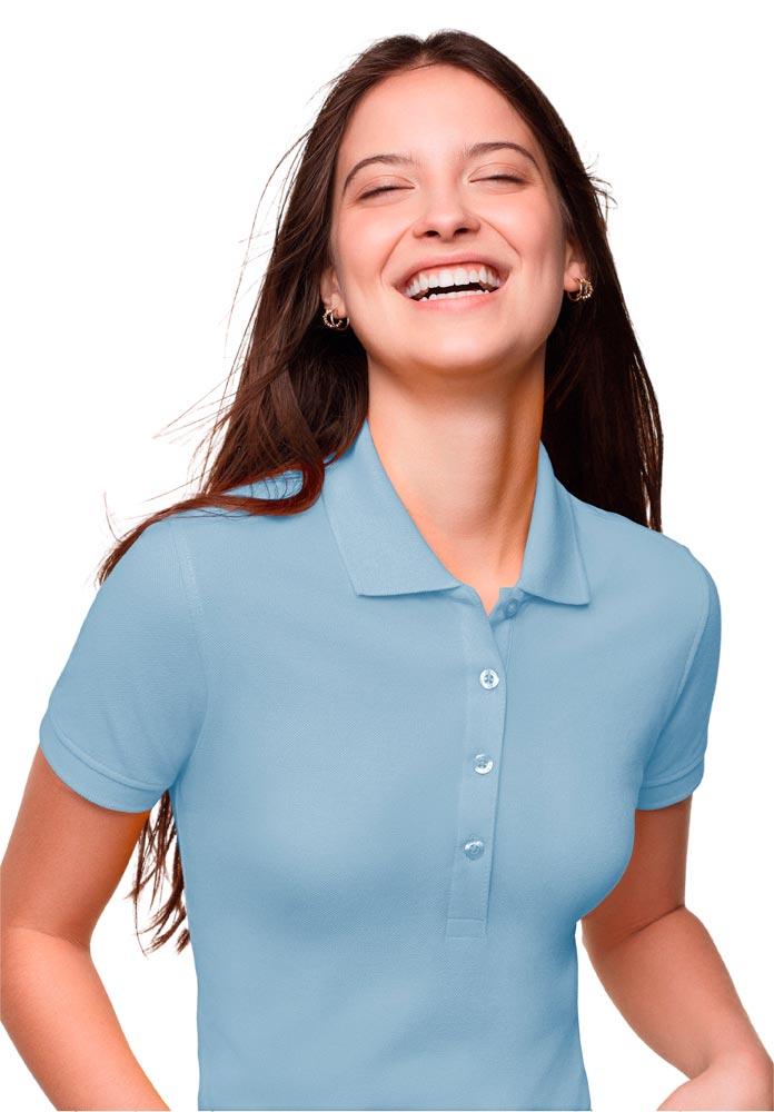 Damen-Polo-Shirt Classic, Farbe eisblau, Gr. XL