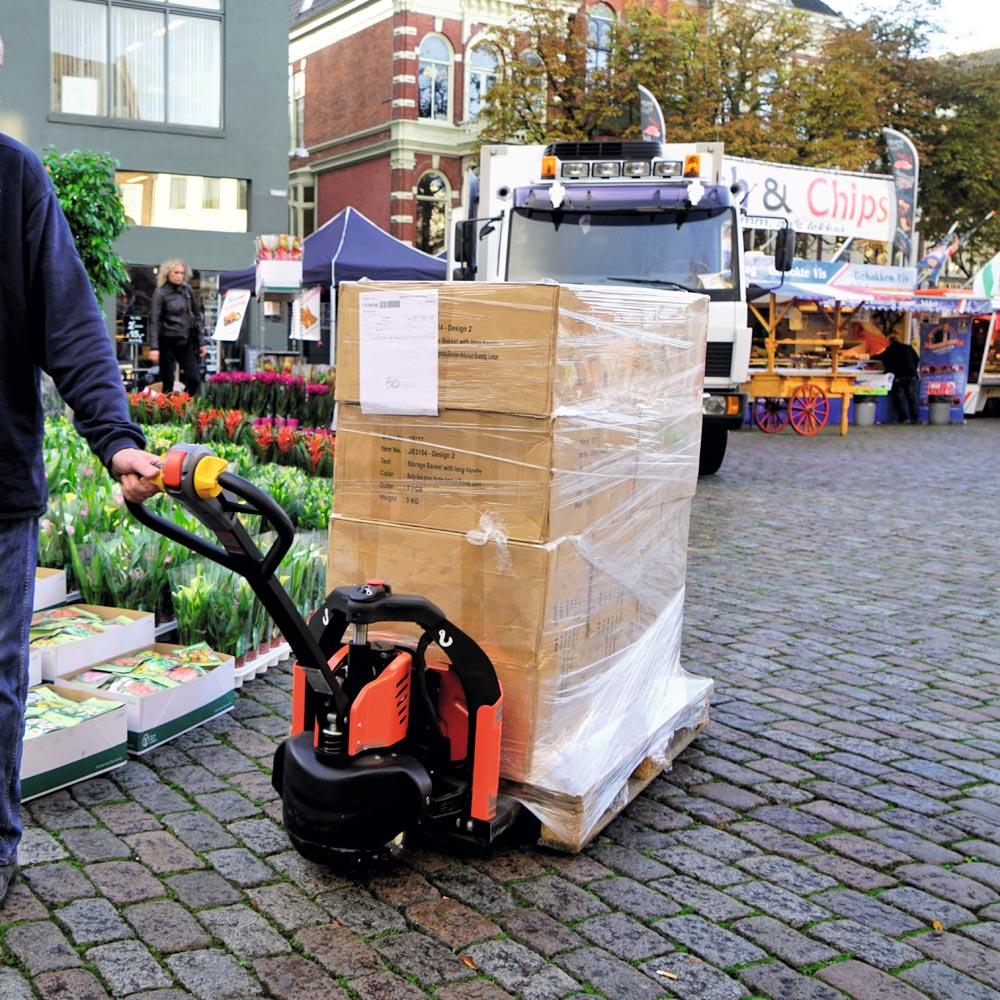 Elektro-Gabelhubwagen Street, Traglast 1200 kg, Gabellänge 1150 mm, LxBxH 1540x560x1230 mm, Fahrmotor, 0,65 kW, Batterien 24/20 V/Ah