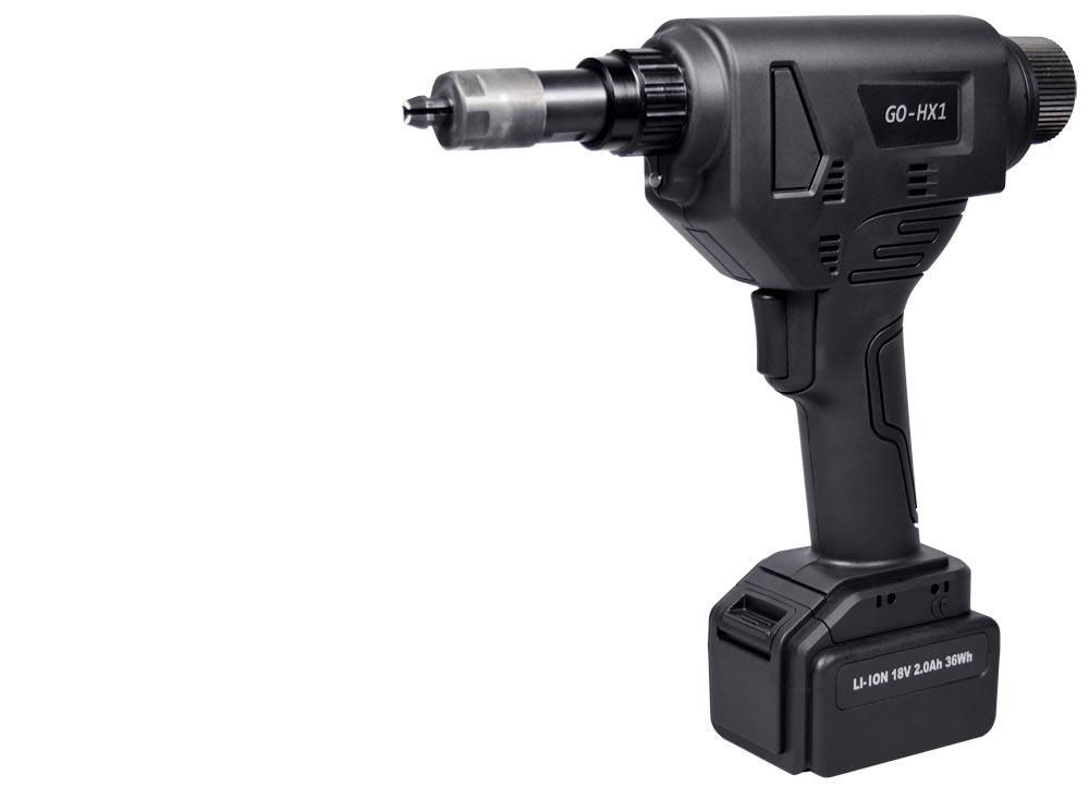 Akku-Blindnietmutternsetzgerät GO-HX1 m. 2x Li-Ion Akku 18V 2.0 Ah u. Ladeger.