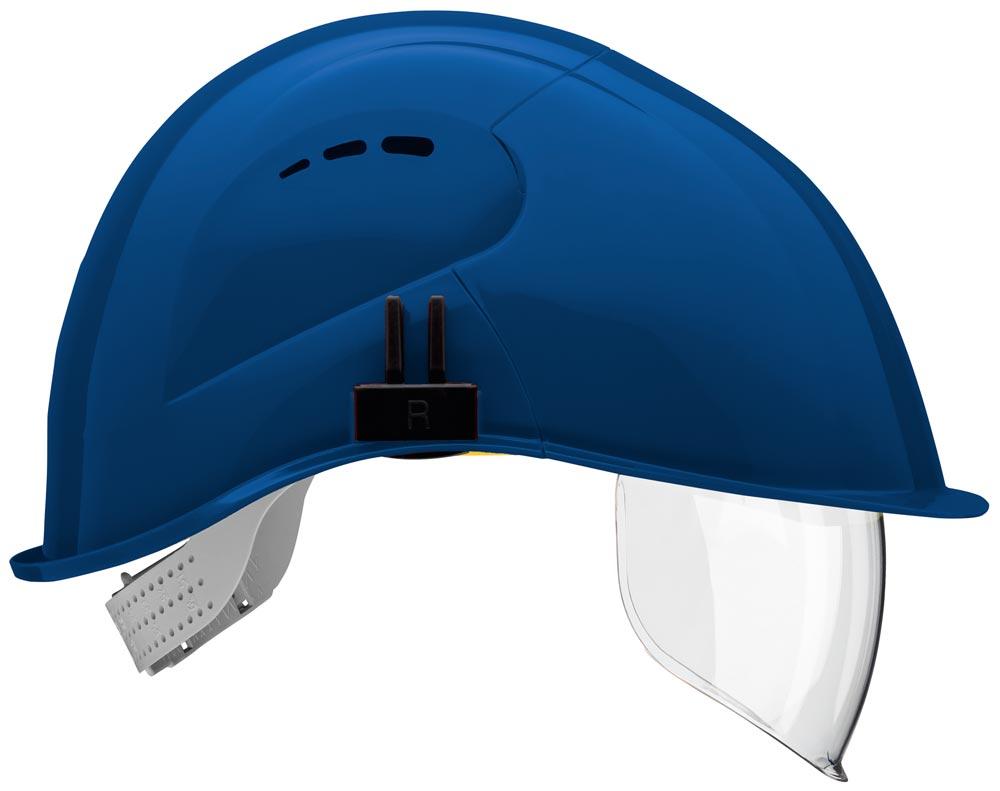 Schutzhelm VisorLight EN 397 mit integriertem Visier nach EN 166, Farbe Signalblau