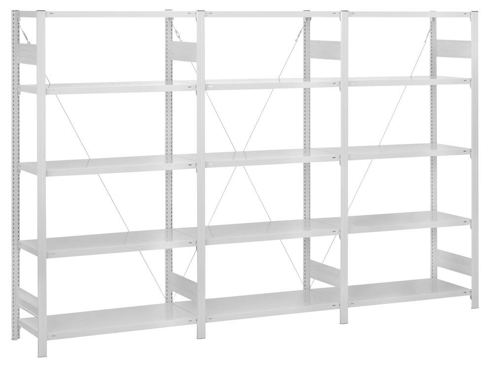 Antibakterielles Steckregal, 5 Fachböden, Anbaufeld, BxTxH 1000x500x2000 mm, Fachlast 140 kg, Farbe weiß