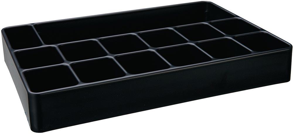 Einsatz LOGS 134 H48xB338xT238mm Kunststoff schwarz 14-fach Einsatz LOGS 134 H48xB338xT238mm Kunststoff schwarz 14-fach
