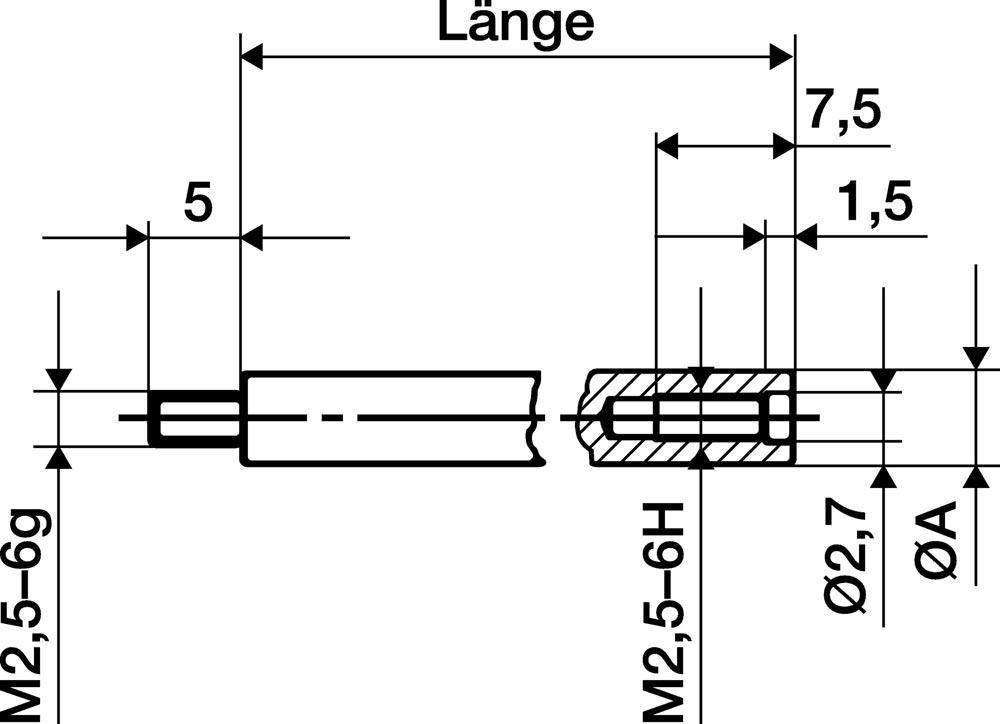 Verlängerungsstück Länge 10 mm Messbolzen-Ø 4 mm passend zu Messuhren Verlängerungsstück Länge 10 mm Messbolzen-Ø 4 mm passend zu Messuhren